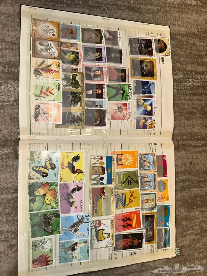 دفتر وتقويم مكتبة جرير عام 1987 وطوابع بريدية تذكارية قديمه 3