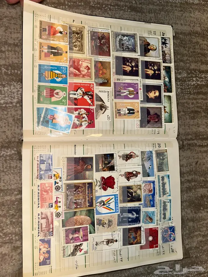 دفتر وتقويم مكتبة جرير عام 1987 وطوابع بريدية تذكارية قديمه 5