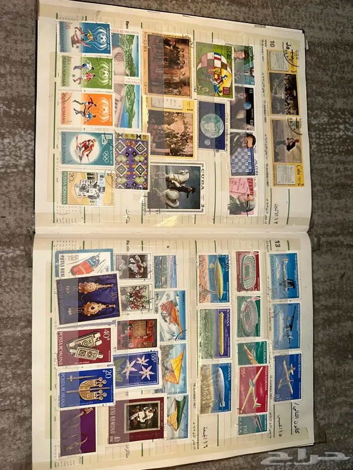 دفتر وتقويم مكتبة جرير عام 1987 وطوابع بريدية تذكارية قديمه 4