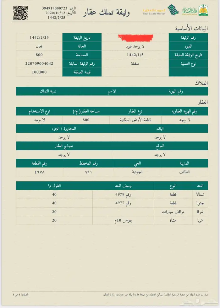أرض في ضاحية العرفاء موقع مميز مربع ه 1