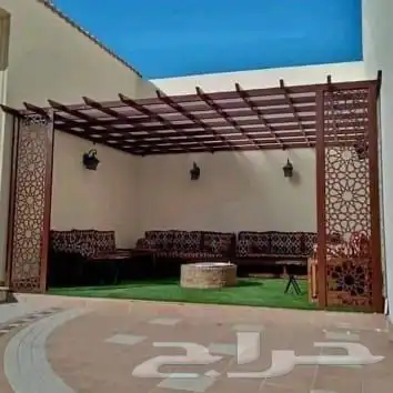 مظلات وسواتر سندويش بنل برجولات شكل خشبي مستودعات لكسان 34