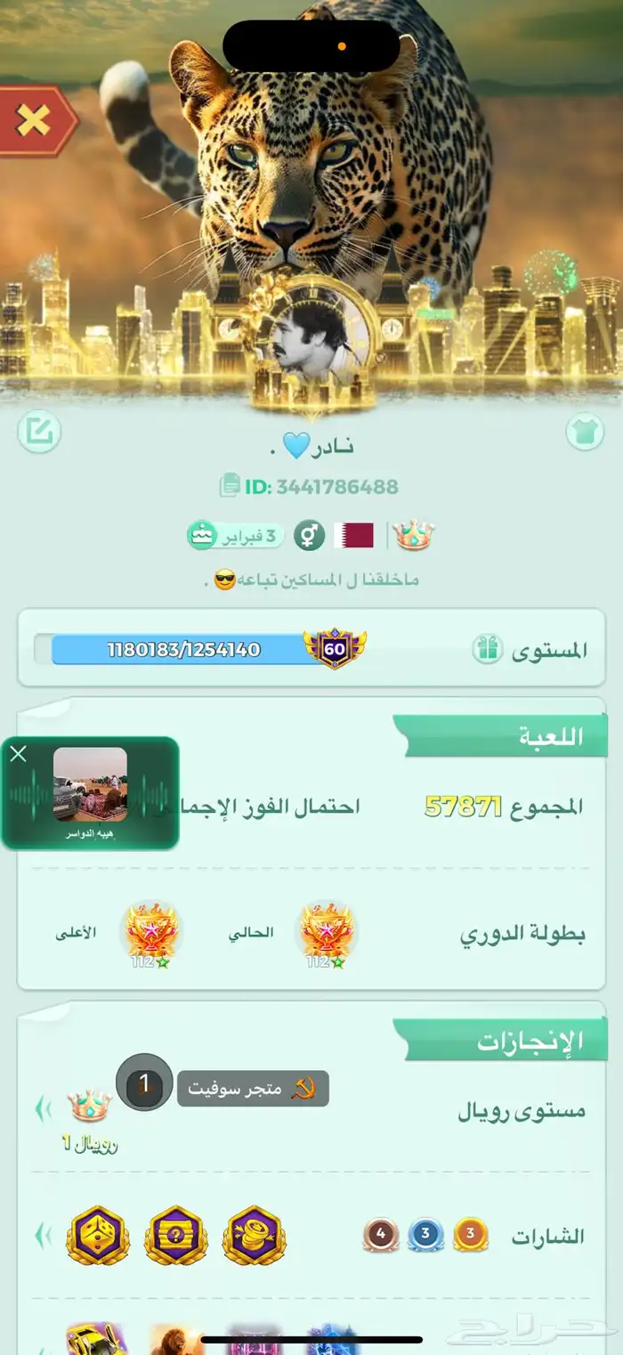 حساب لودو رويال ولفل 60 9