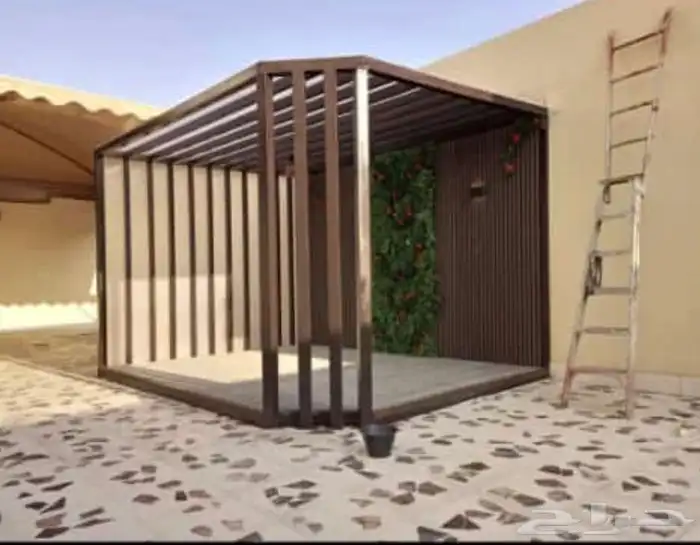 مظلات وسواتر سندويش بنل برجولات شكل خشبي مستودعات لكسان 29