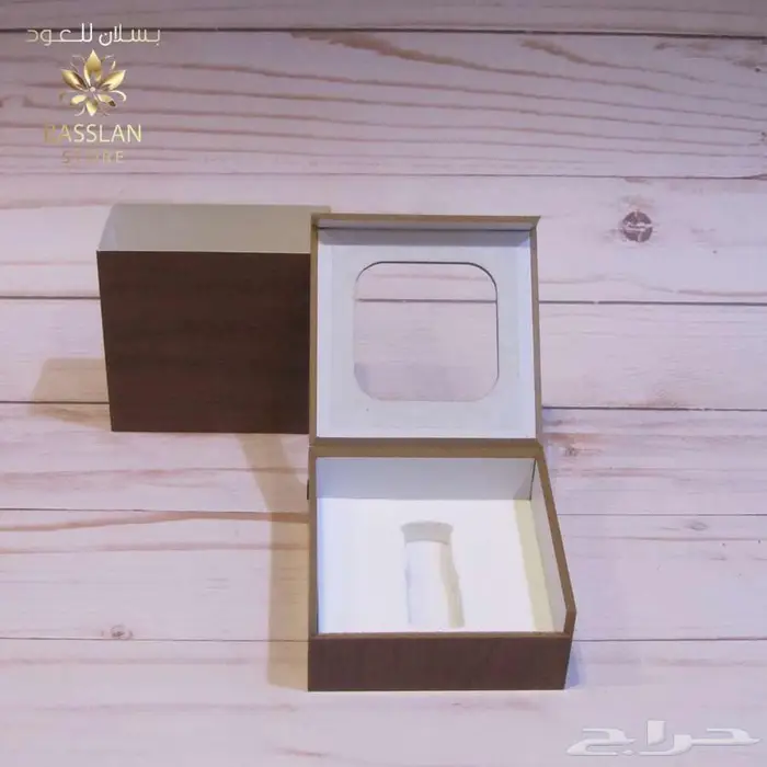 علبة إهداء ربع تولة شباك مربع خشبي - بني 1