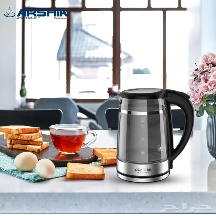 غلاية مياه تيتانيوم من أرشيا   سعة 1.7 لتر بتصميم زجاجي 0