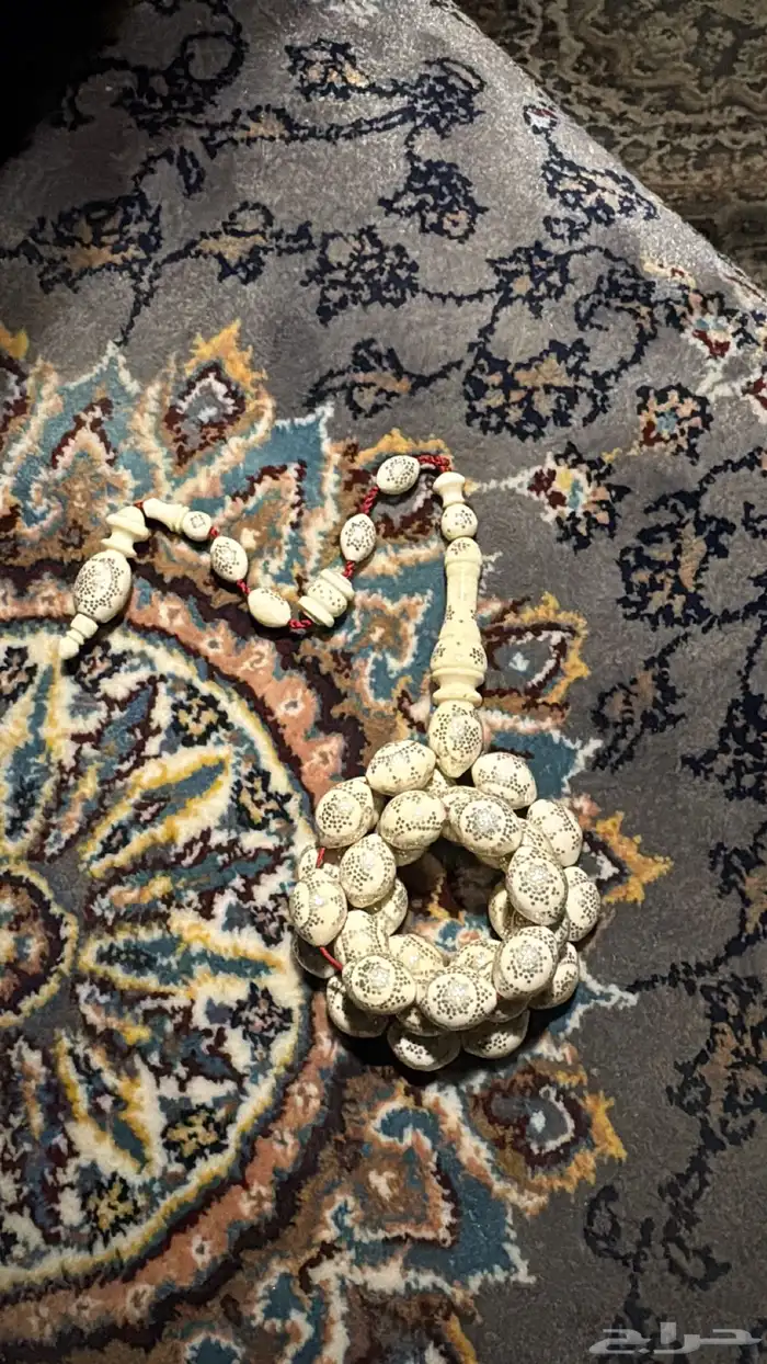 سبحة عاج الفيل مطعمة فضة وقصة مميزة 2