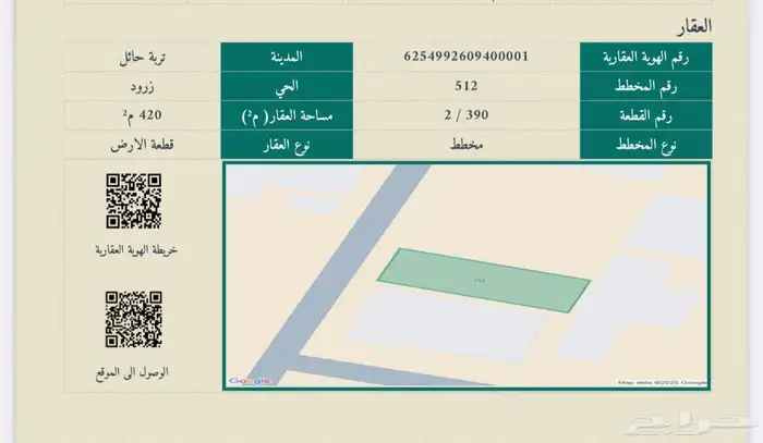 فرصه ذهبيه من المالك مباشرة ارض بحي زرود بتربة حائل 1