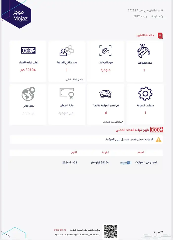 شانجان CS85 موديل 2023 ممشى 31 الف فقط تقرير موجز 7