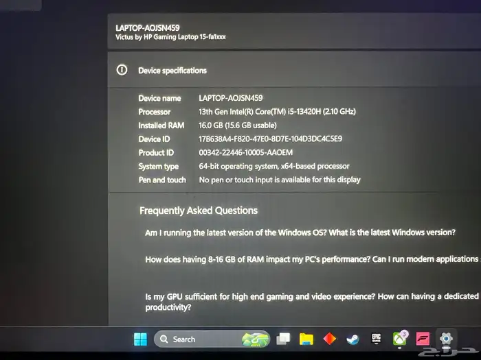 لابتوب HP Victus Gaming نظيف 10 10 استخدام شهرين 4