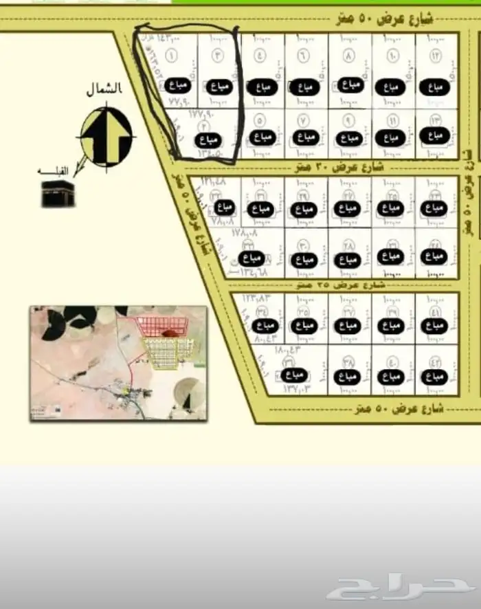 للبيع مزرعة بحائل قرية الشعلانية 50 ألف متر بصك مشاع 38