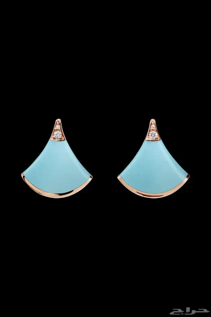 حلق bvlgari حجر تركواز طبيعي مع الماس 5