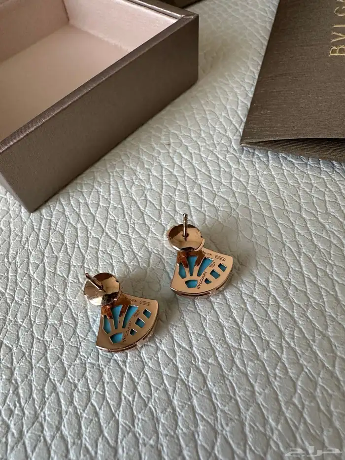 حلق bvlgari حجر تركواز طبيعي مع الماس 3