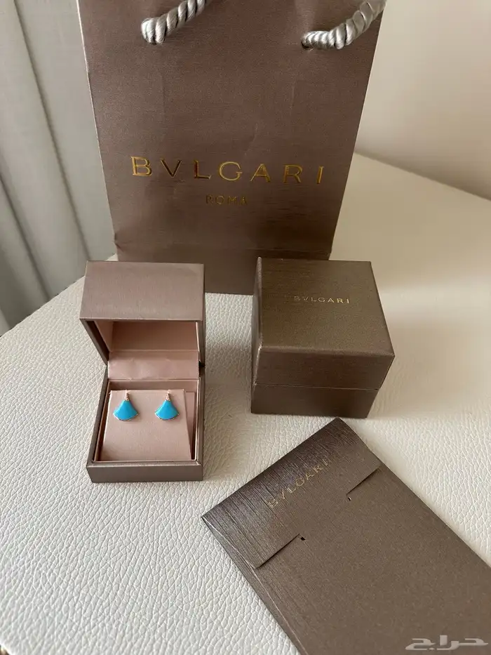 حلق bvlgari حجر تركواز طبيعي مع الماس 2