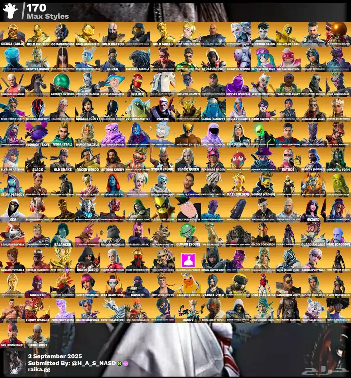 حساب فورت نايت حفل ملكي 464 سكن واكس كريتوس للبيع 8