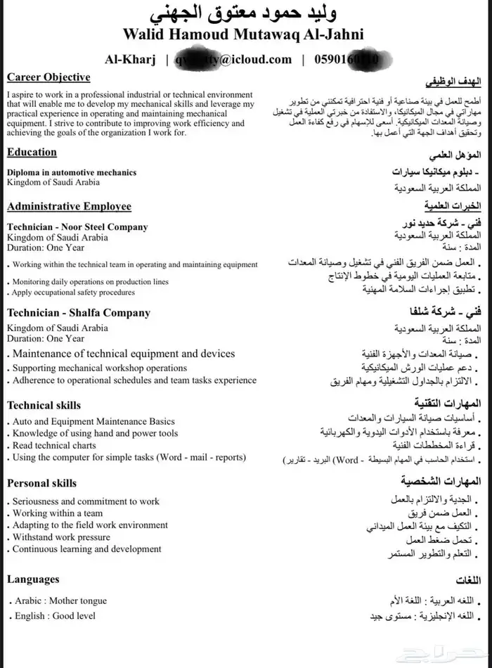 سيرة ذاتية احترافية - بنظام ATS 2