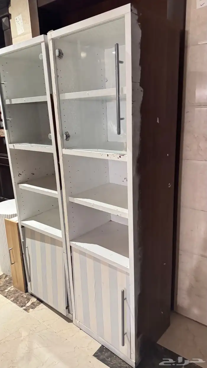 درفتين مكتبة خشب ممتاز مدهونة 1