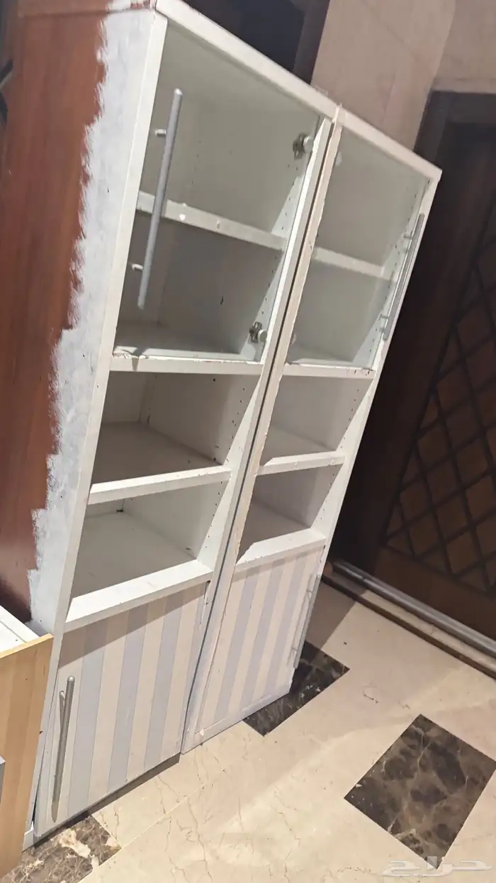 درفتين مكتبة خشب ممتاز مدهونة 2