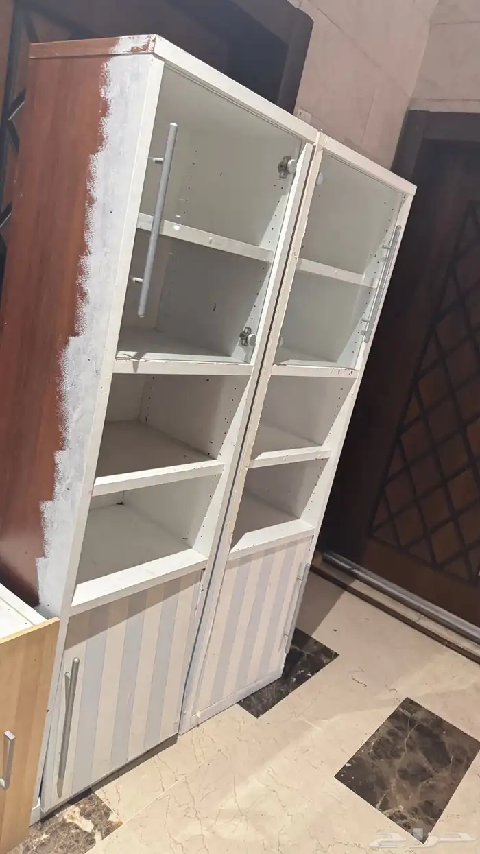 درفتين مكتبة خشب ممتاز مدهونة 3