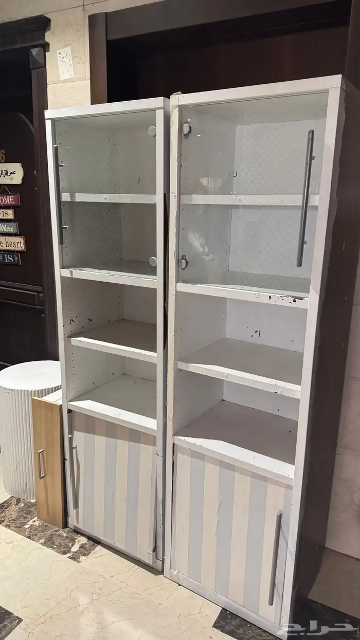 درفتين مكتبة خشب ممتاز مدهونة 0