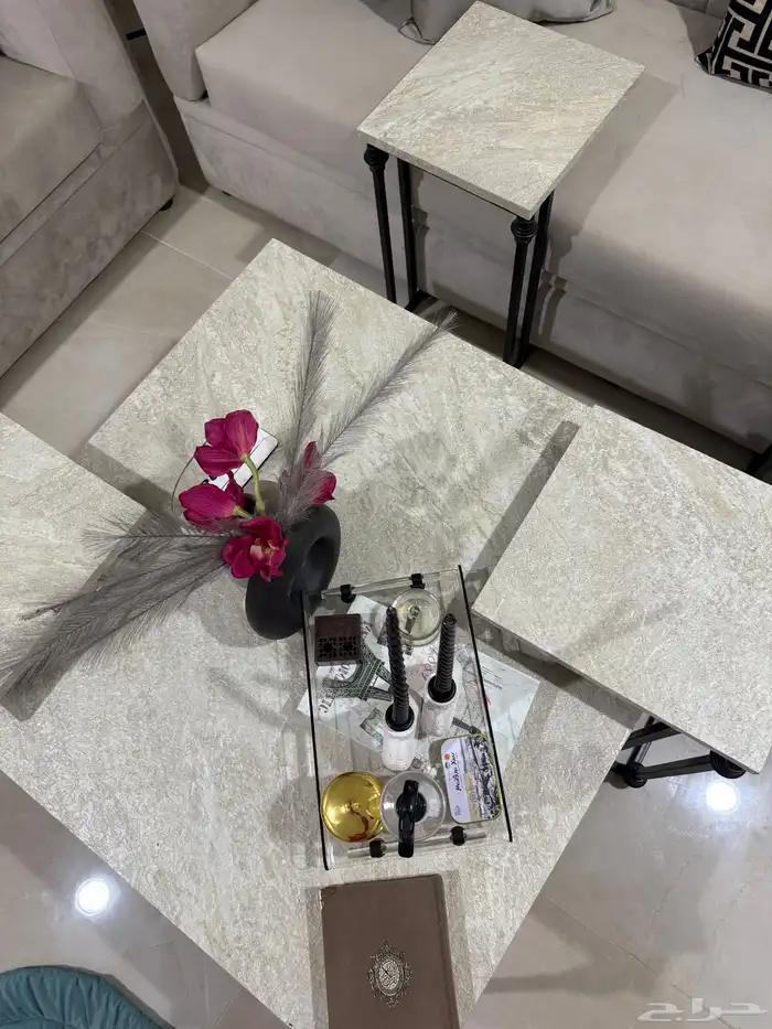 طاولة قهوه مع 6 طاولات خدمه جديده 2