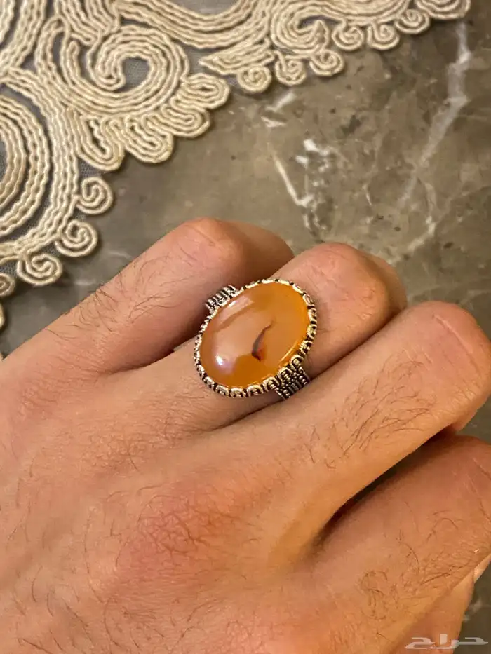 خاتم مشمشي عيار 925 جميل وأنيق 5