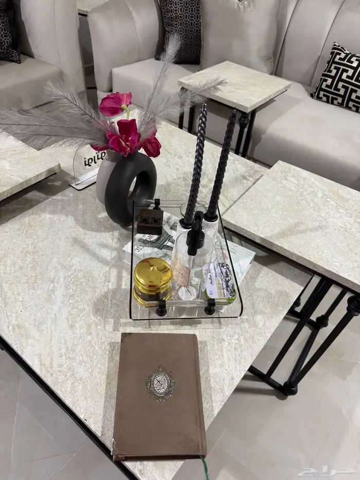 طاولة قهوه مع 6 طاولات خدمه جديده 1