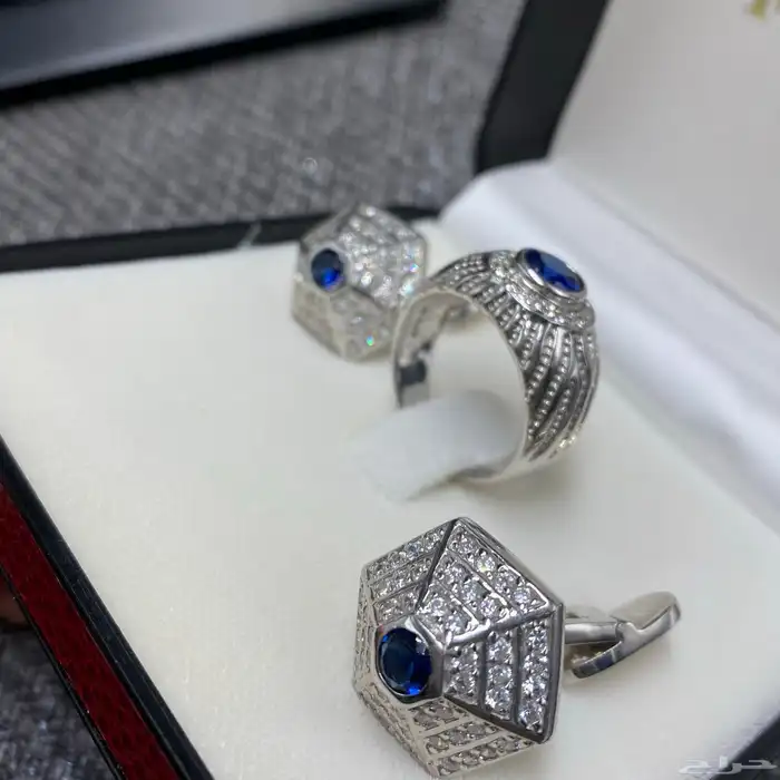 خاتم و كبك طقم فضه إيطالي عيار 925 فخامة وتميز 0