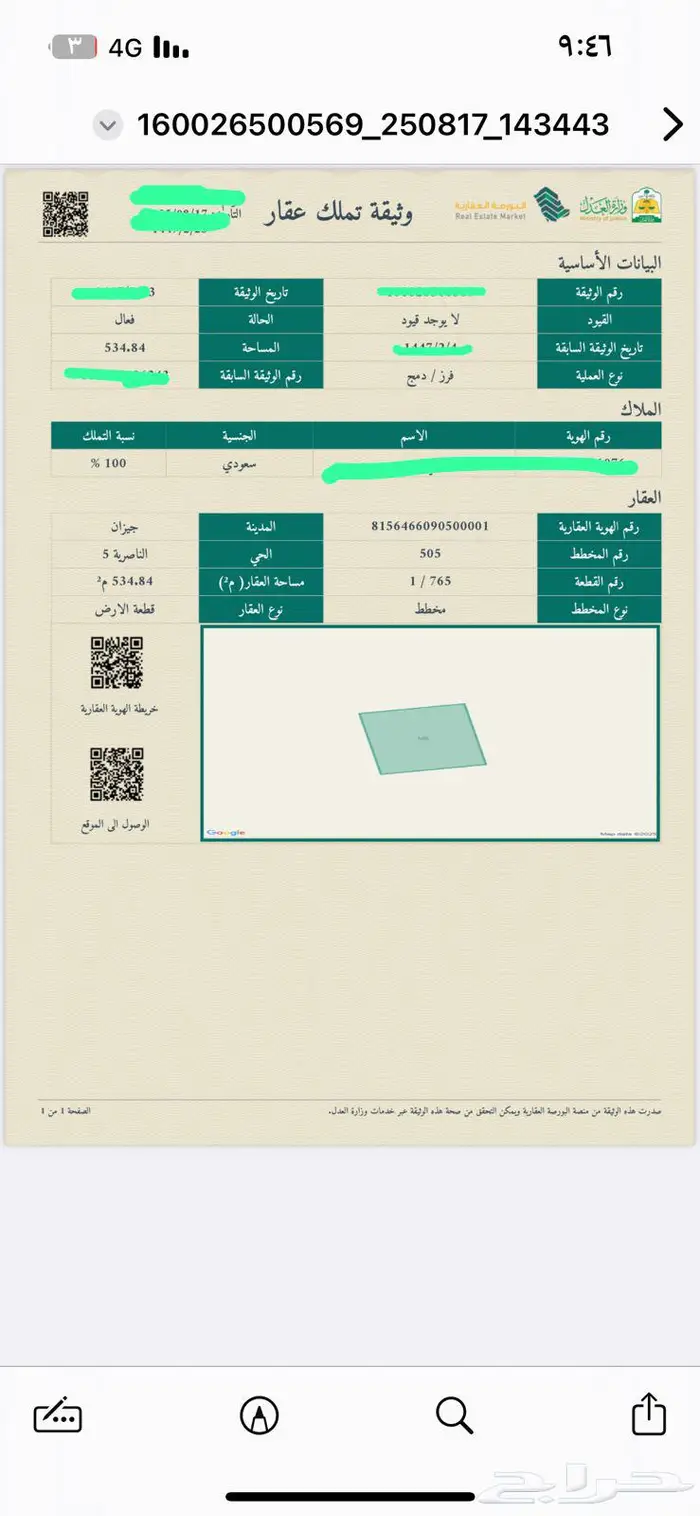 ارض للبيع ضاحية الملك عبدالله الناصرية 505 جيزان 1