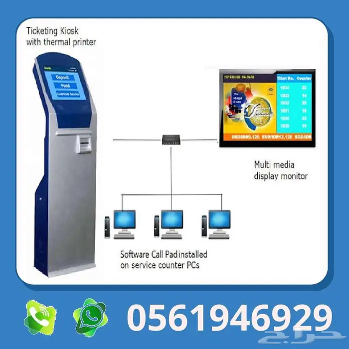طباعة ارقام العملاء نظام ترتيب الصفوف والطابور وحدة الكيوسك 1