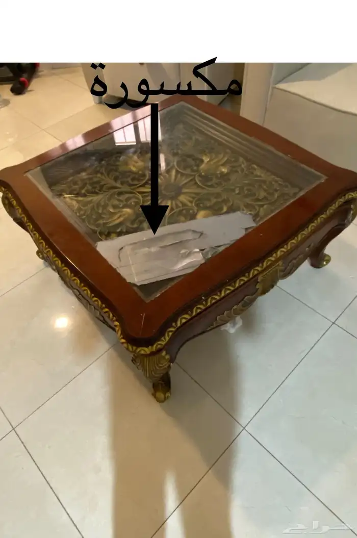 ثلاث طاولات زجاج مع خشب فاخرة  300 7