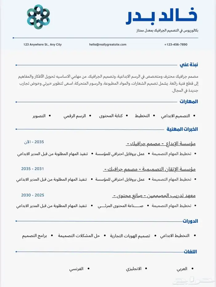 تصميم سيرة ذاتية احترافية CV 5