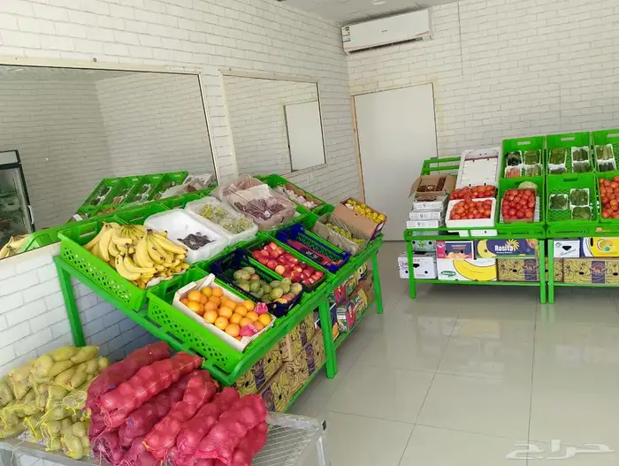 للبيع ارفرف محل خضار عدد 4 ارفف كل رف 6 سلات   ثلاجة باب 0