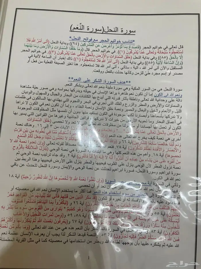 مجلد يستعرض بيان سور القران مفيد لطالب علم او معلم 1