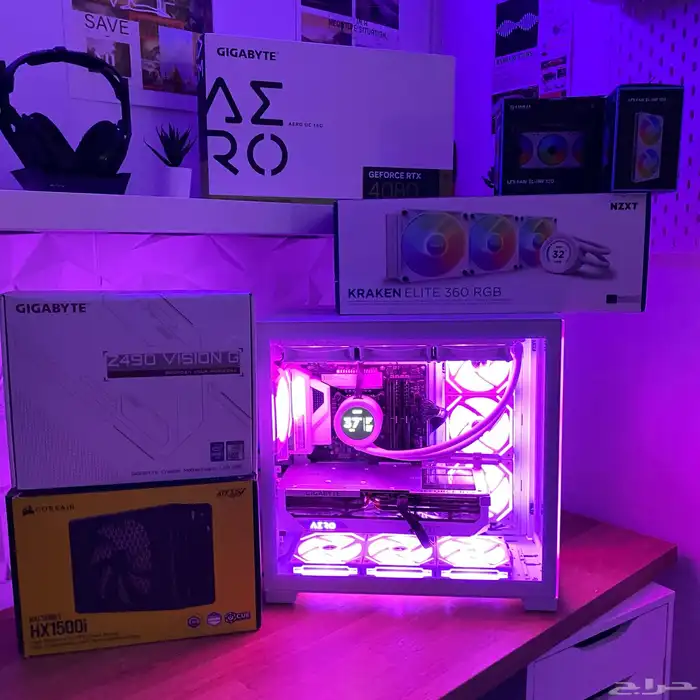كامبيوتر العاب تجميعة بيضاء  Gaming pc for sell white specs 1