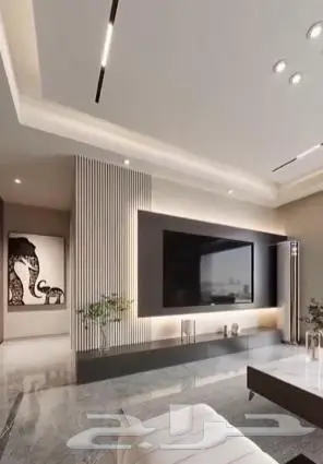 ديكور ديكورات الشاشه ديكور الفزيون دهانات ديكورات جبسيه 4