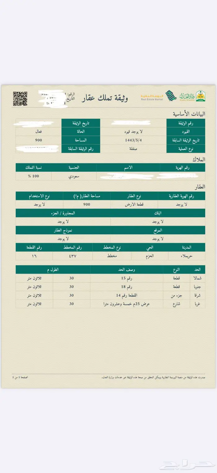 ارض حي الحزم حريملاء 0