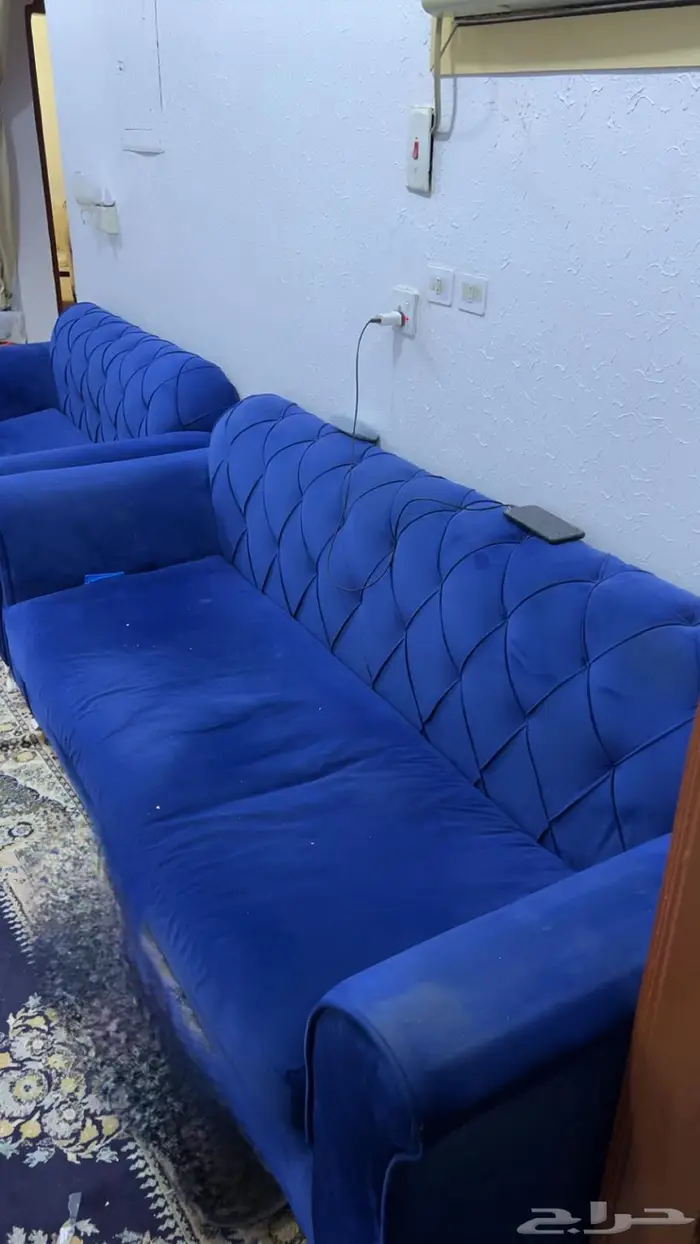 كنب ازرق قطعتين استعمال خفيف 1