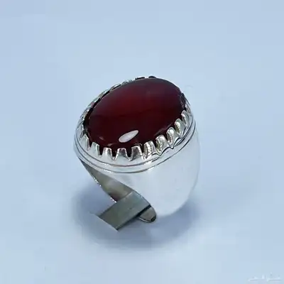 خاتم فضة اسطنبولي بحجر عقيق كبدي 0