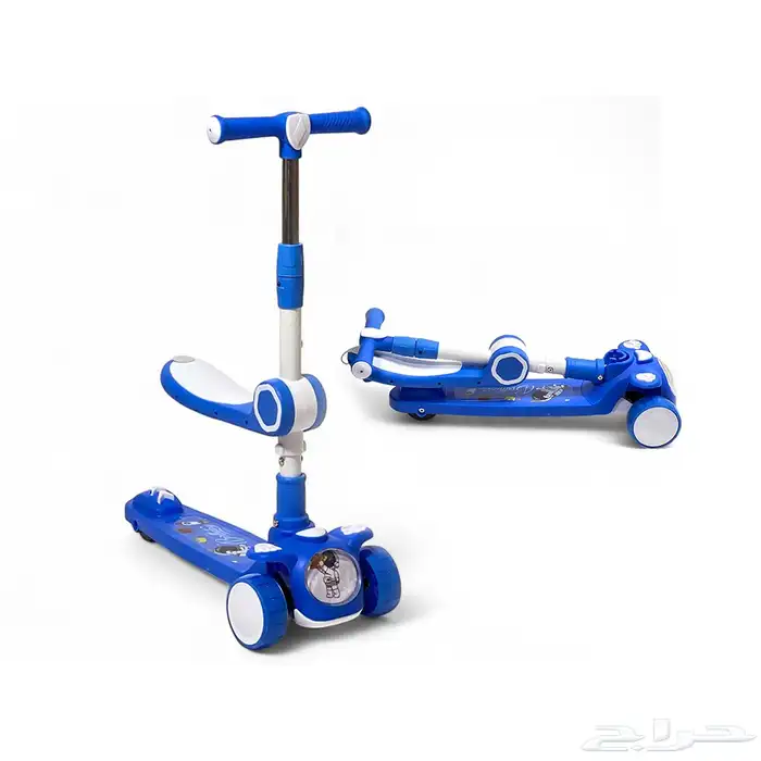 سكوتر يدوي للاطفال مع اضاءة وموسيقى وبتصميم مقعد قابل للطي 0