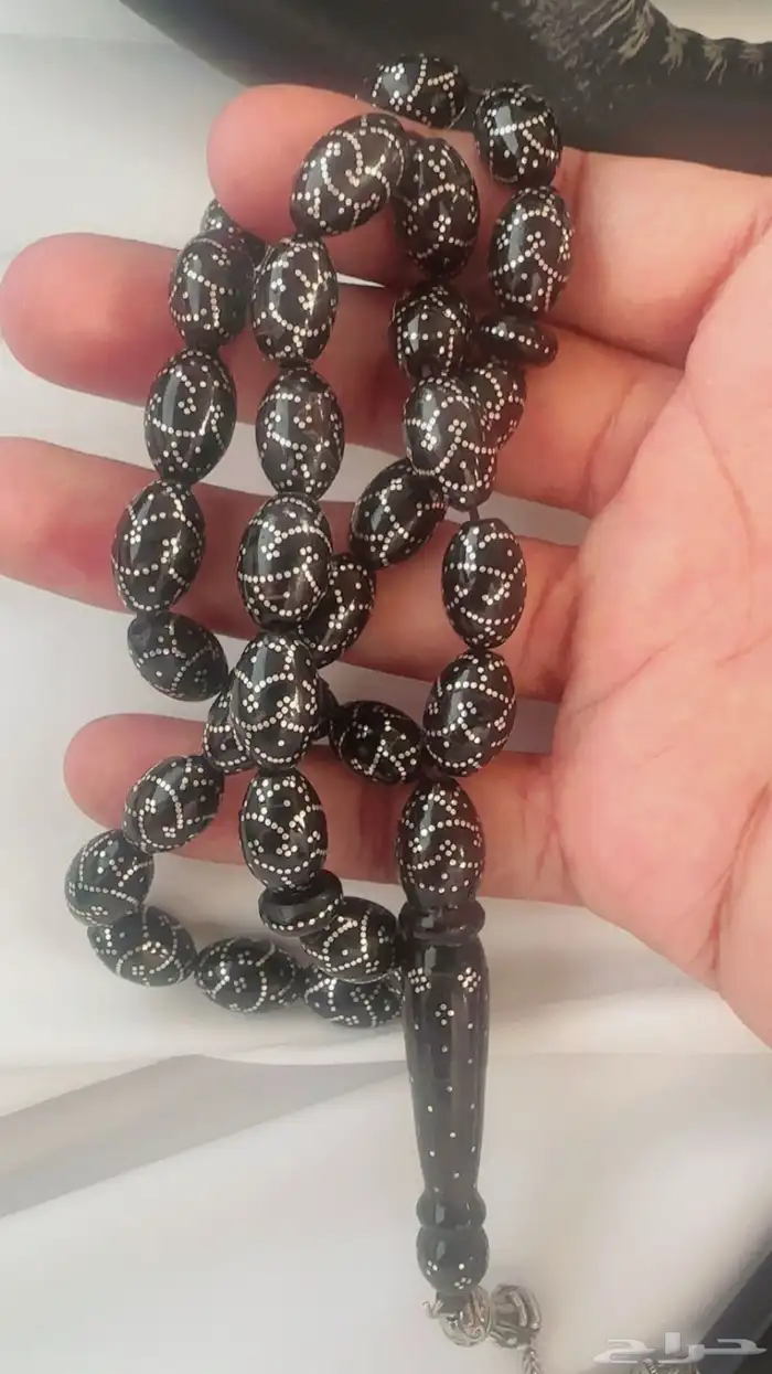 سبحة يسر بحري مطعمة بفضة 2