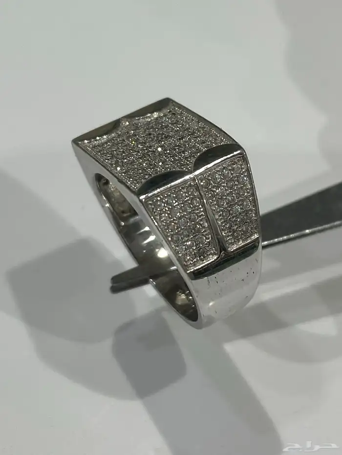 خاتم فضه رجالي راقي عيار 925 إيطالي شبيه الالماس 1