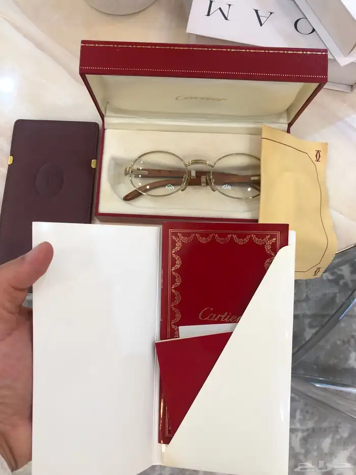 نظارة كارتيه جيفرني فنتج نادرة خشب طلاء بلاتين اصلية 1