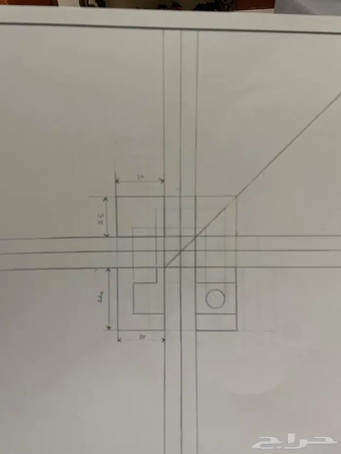 رسم هندسي دراونق لكلية الجبيل المعهد التقني بالجبيل الصناعية 16