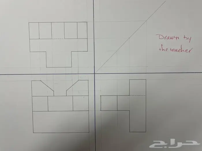 رسم هندسي دراونق لكلية الجبيل المعهد التقني بالجبيل الصناعية 3