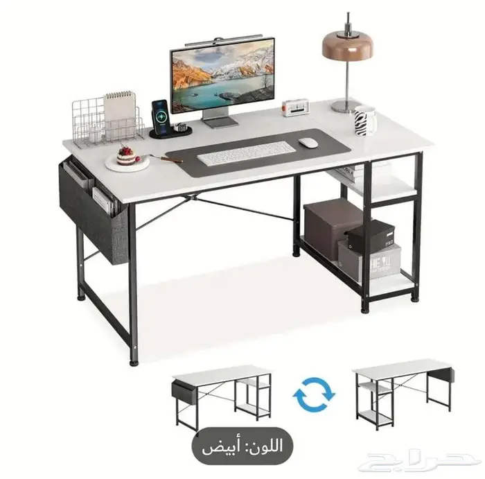 مكتب الكمبيوتر الحديث مع أرفف اخزبن 3