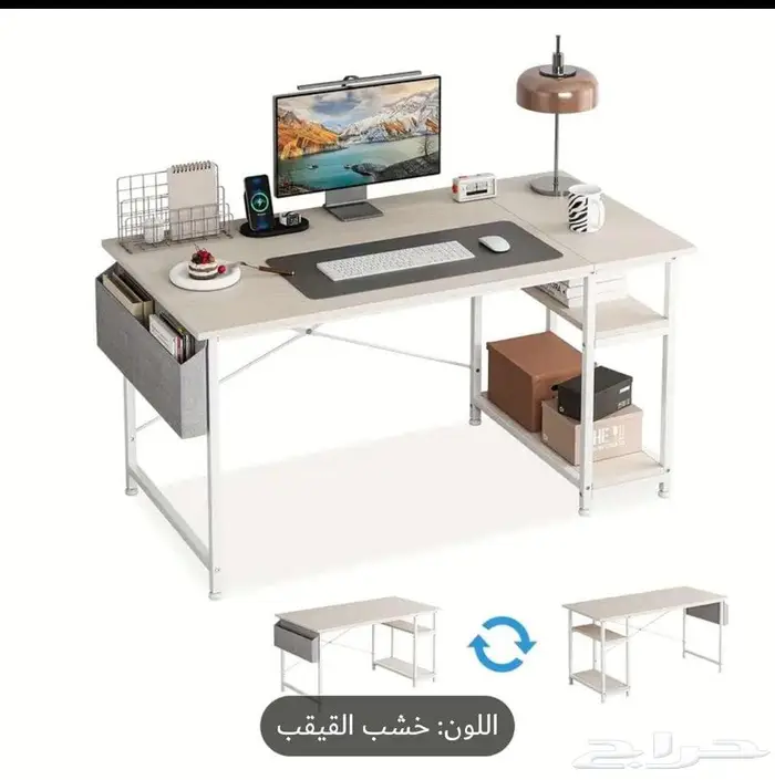 مكتب الكمبيوتر الحديث مع أرفف اخزبن 0