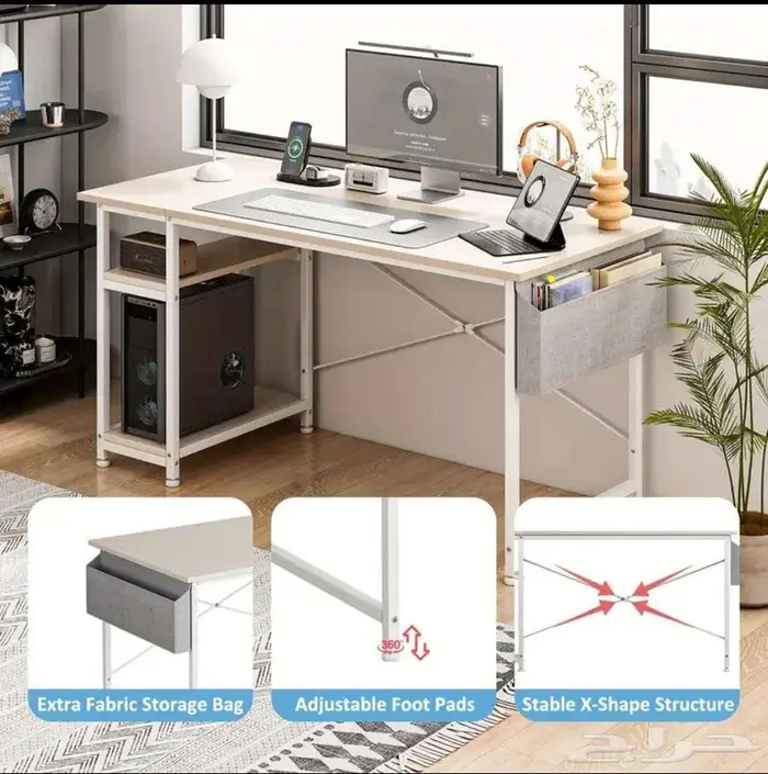 مكتب الكمبيوتر الحديث مع أرفف اخزبن 1