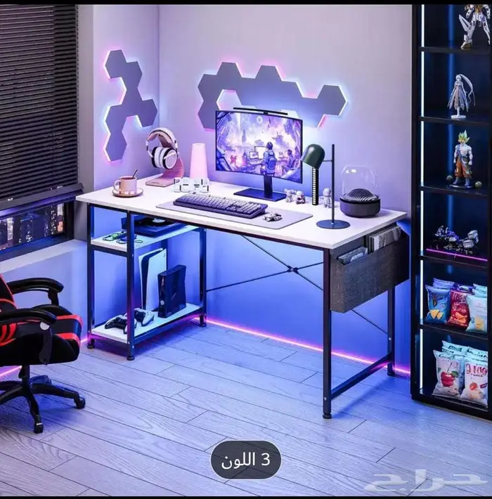 مكتب الكمبيوتر الحديث مع أرفف اخزبن 2