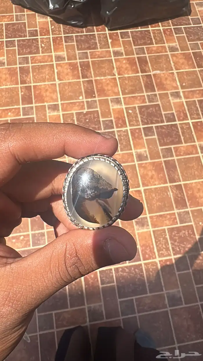 خاتم عقيق يماني مشجر مصور طير صريح شجري 4