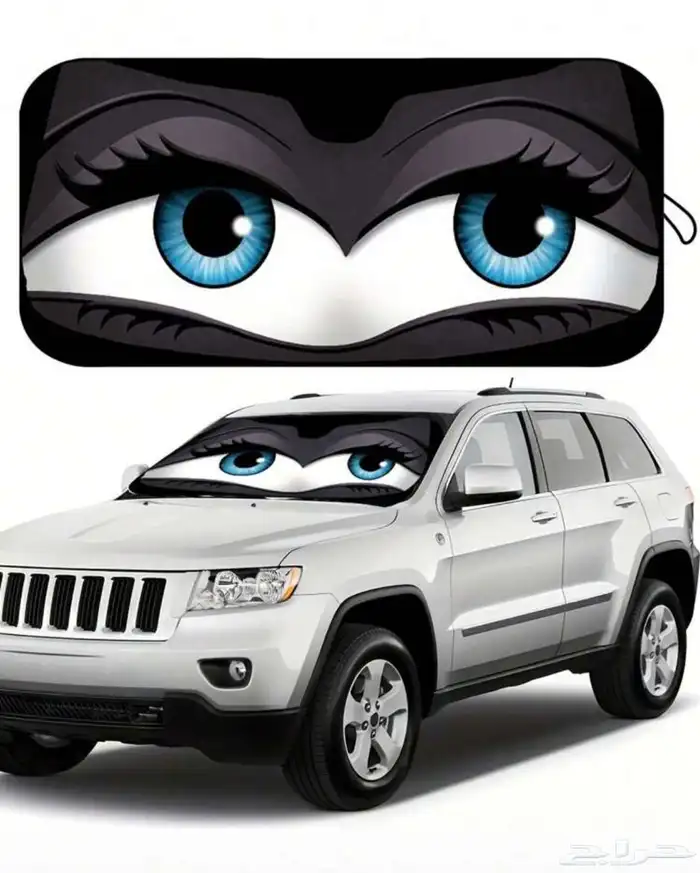 شماسة سيارة برسمة عيون كرتونية مميزة 8